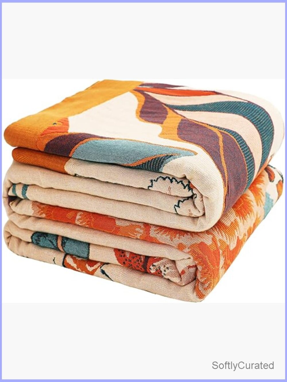 100% Organic Cotton Throw Blanket 60x80 Lightweight All Season Farmhouse Decor